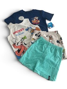 Disney Mickey and Friends Toddler Boys 4-Piece Mix & Match Pajama Set. Size 5